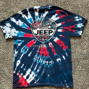 Jeep Outpost Tie-Dye Shirt in Red, Blue, and White size medium NWOT